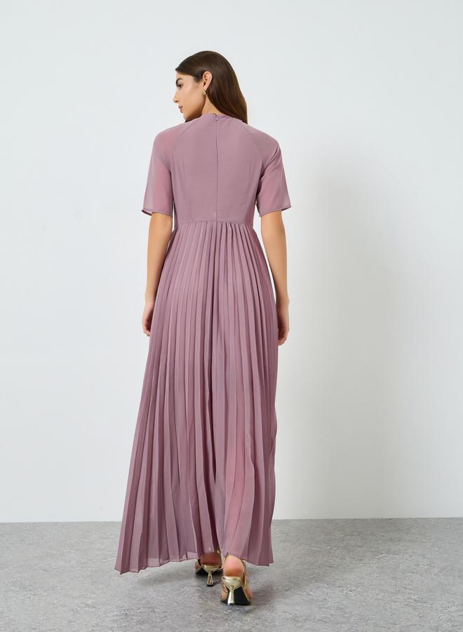 ستايلي فستان طويل بليسيه من الدانتيل المطرز للنساء - Image 4